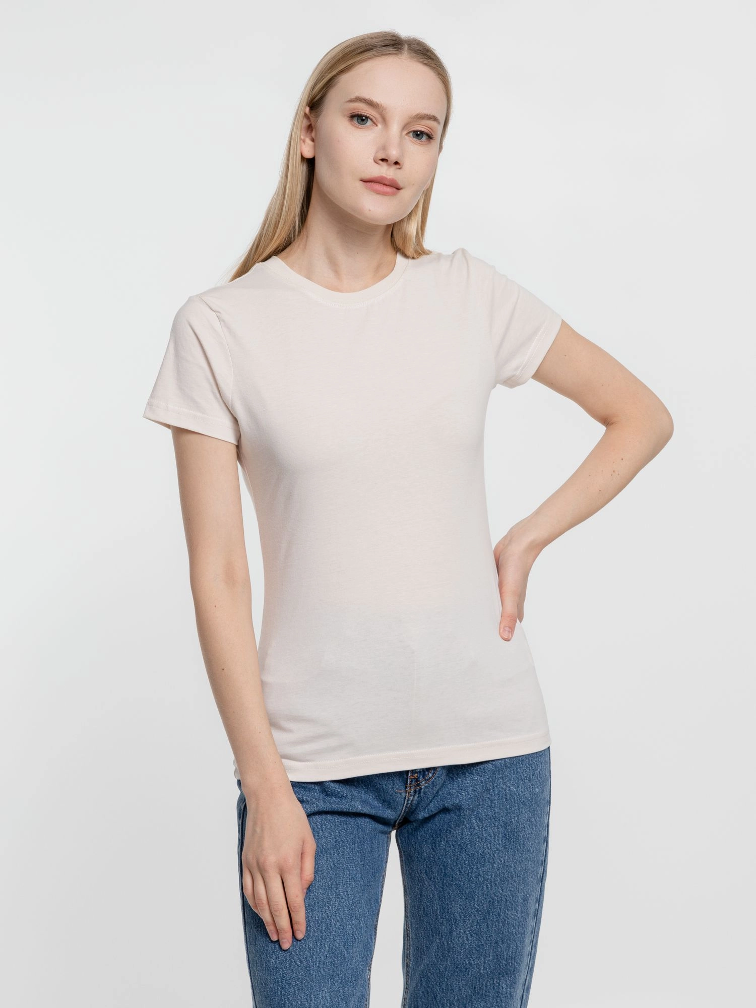 фото футболка женская t-bolka lady, молочно-белый