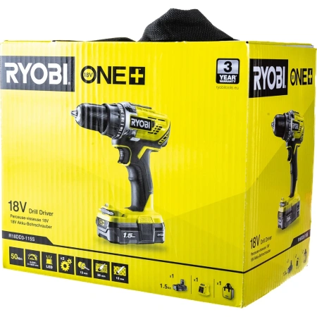 фото компактная дрель-шуруповерт ryobi r18dd3-115s