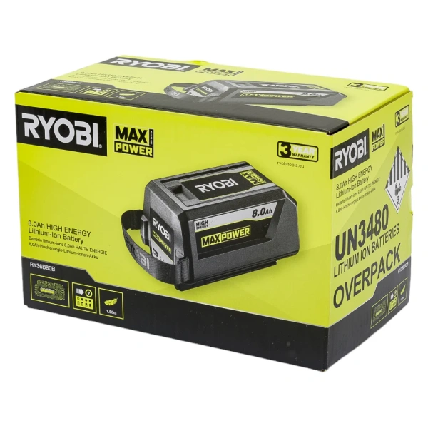 фото аккумулятор ryobi ry36b80b 36в, 8 а*ч