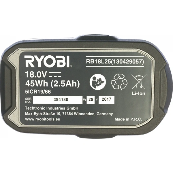 фото аккумулятор ryobi one+ rb18l25